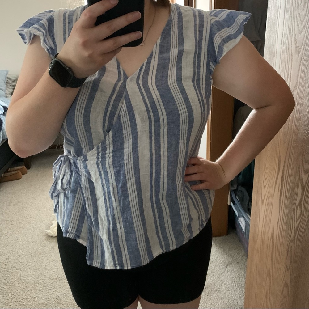 Striped Wrap Top